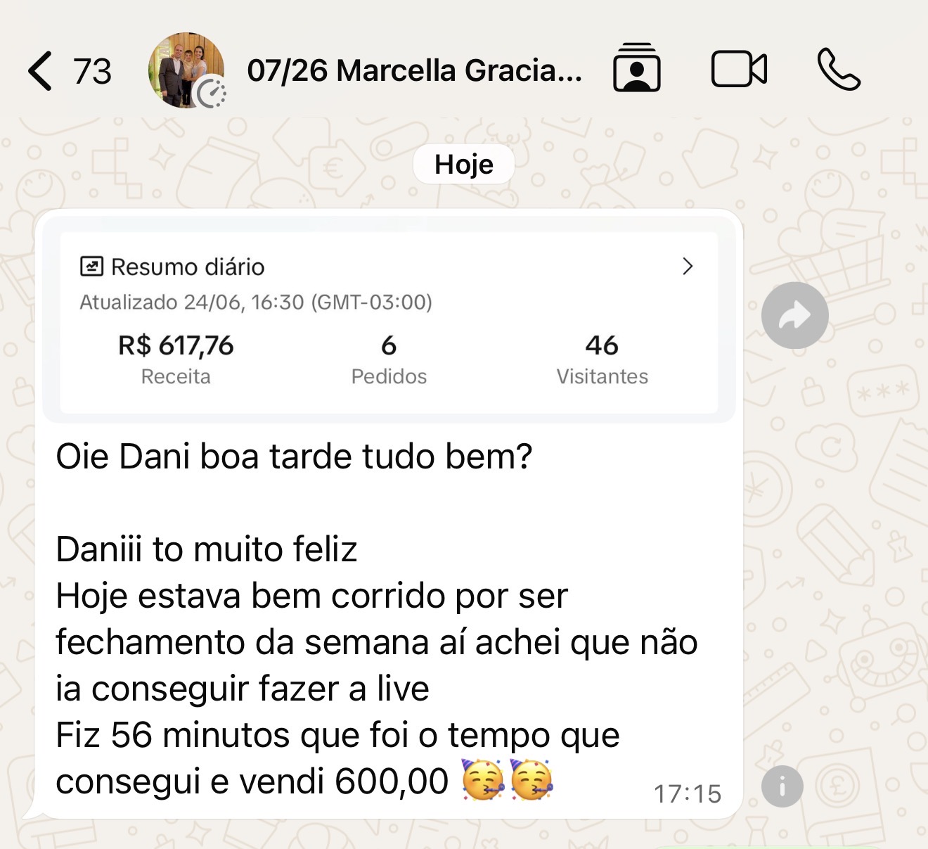 Resultado real de aluna da imersão 3